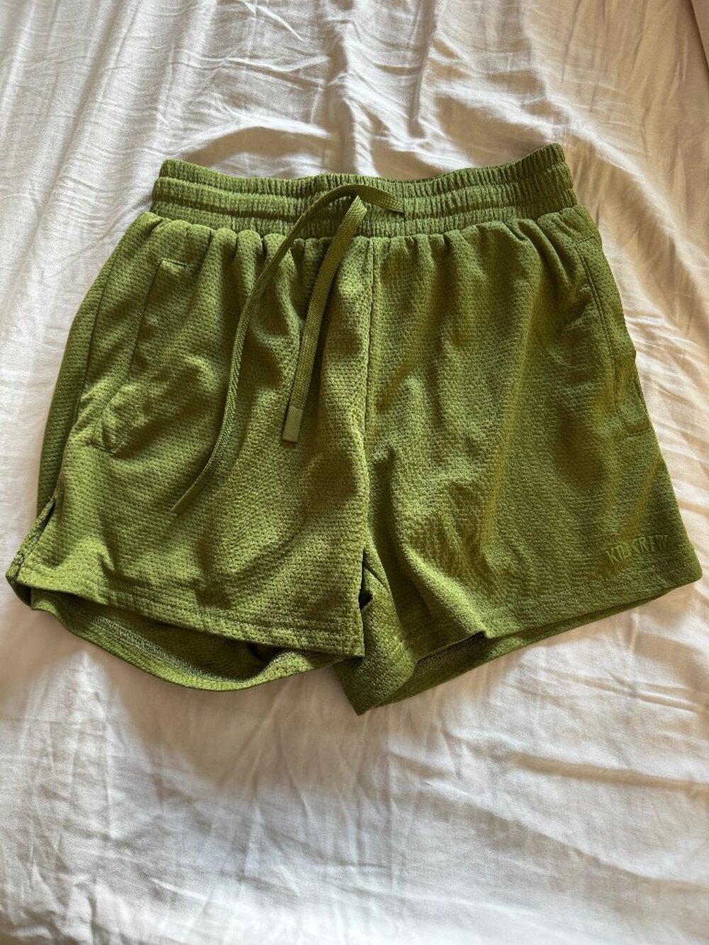 Light Green Kill Crew Size S Solid Green Muay Thai Athletic Shorts with pockets